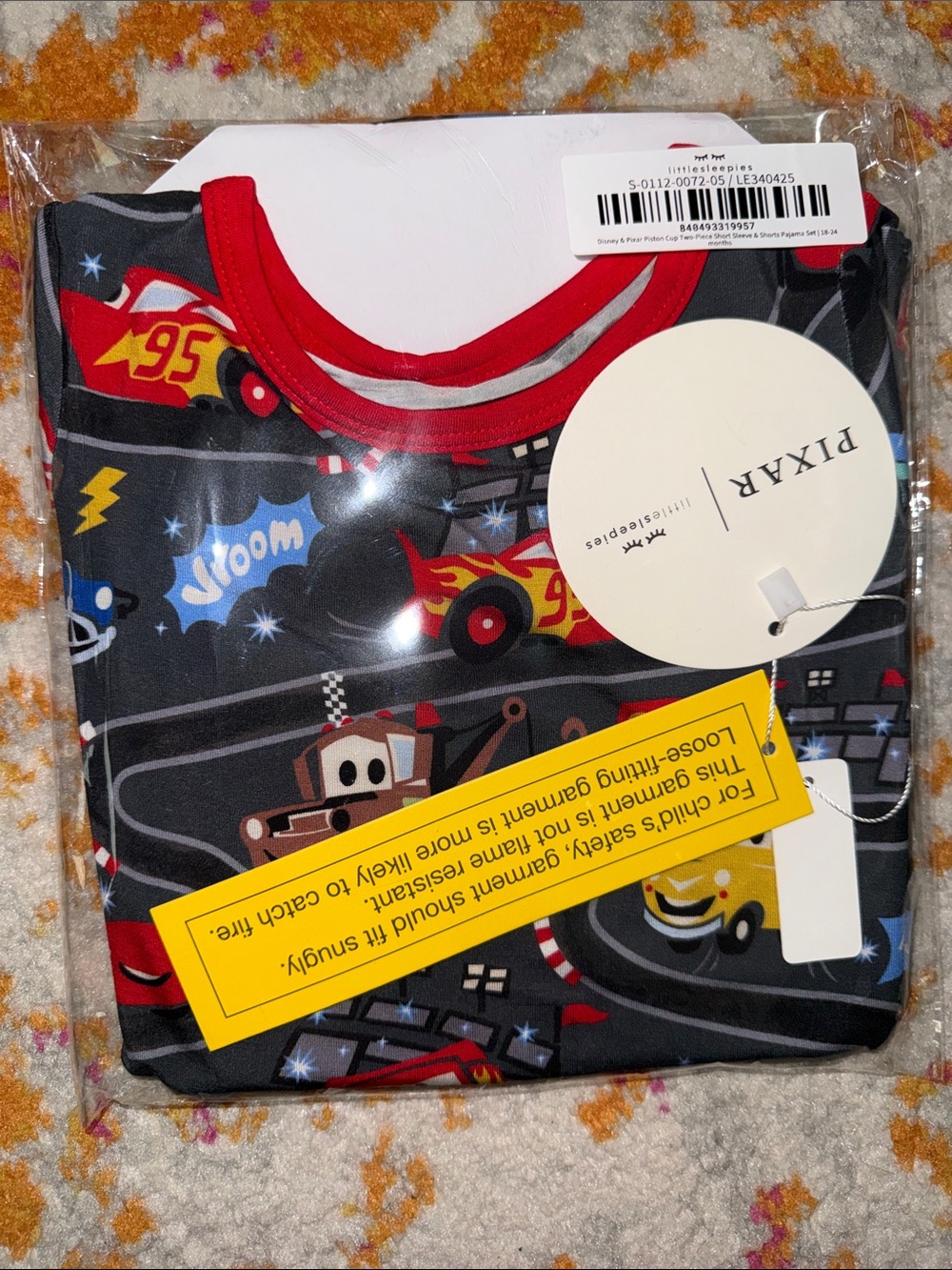 Little Sleepies Disney Pixar Cars Short Sleeve & Shorts Pajama Set – 18-24M NIP